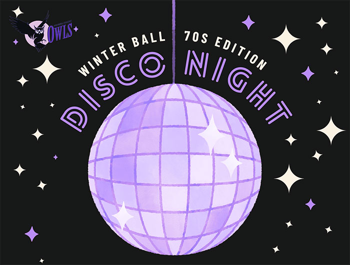 Winter Ball 70s Edition Disco Night  hanging ball