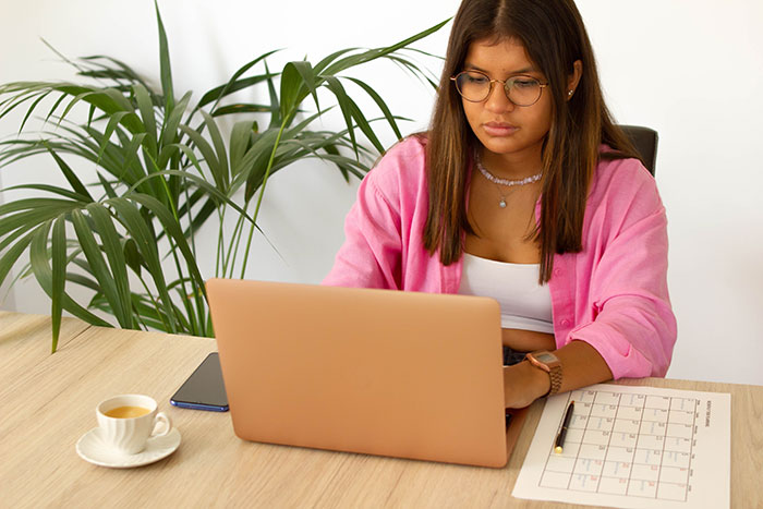 Female working at laptop