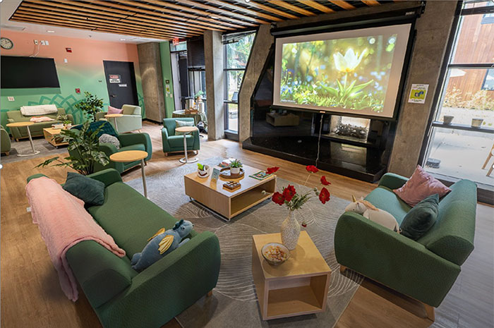 interior layout of wellness lounge 