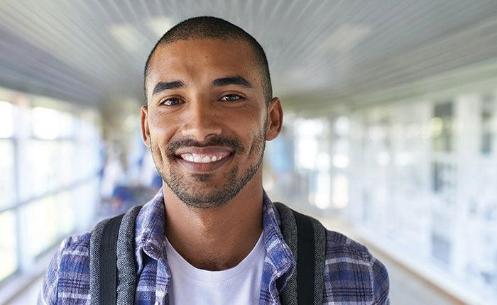 Young male smiling