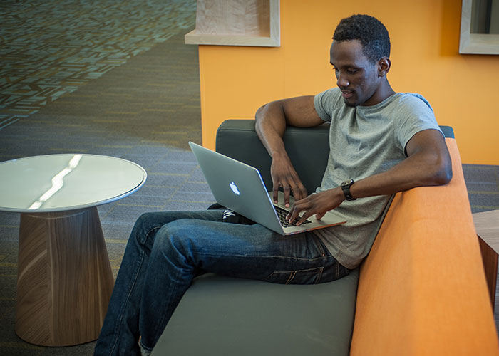 Student working on laptop