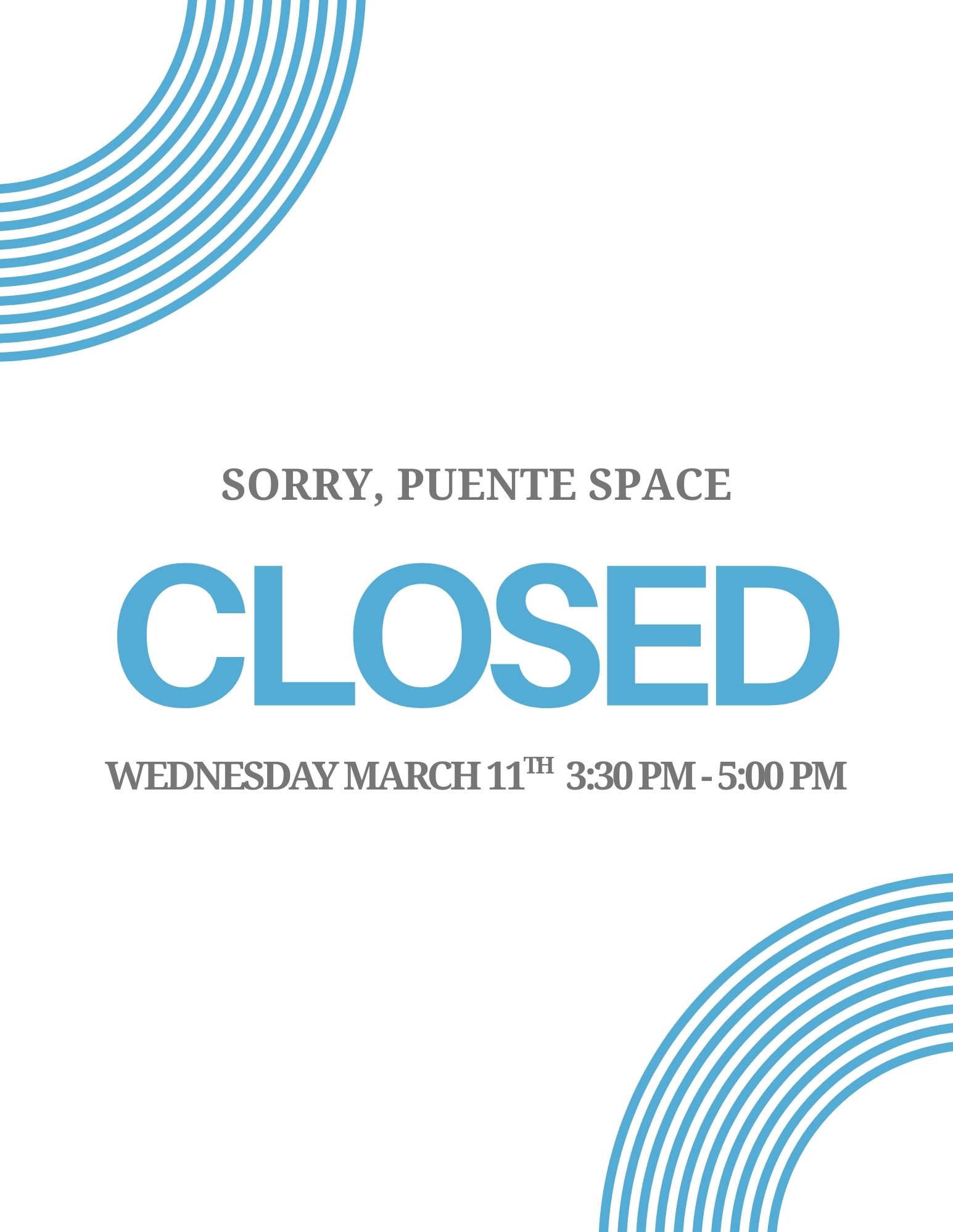 Closed March 11th