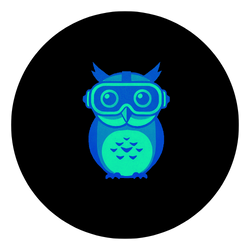 Blue owl with goggles