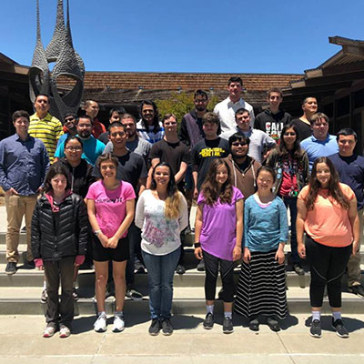 Group of students in front of library